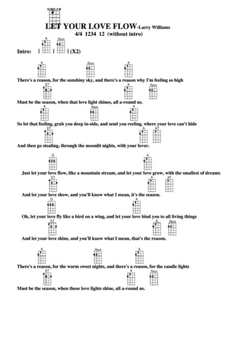 Chord Chart - Larry Williams - Let Your Love Flow printable pdf download