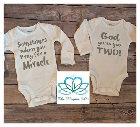 Twin Pregnancy Announcement Twin Bodysuit Newborn Twin Bodysuits Miracle Twins Miracle