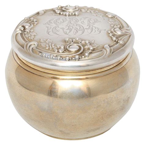 Unusual Victorian All Sterling Silver Gilt Dresser Or Trinkets Jar For Sale At 1stdibs