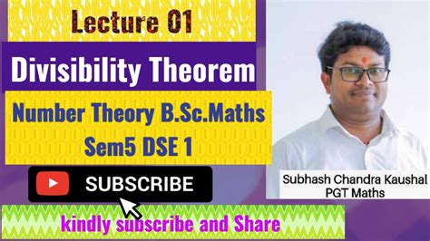 Lec 1 Number Theory Divisibility Theorem Division Algorithm B