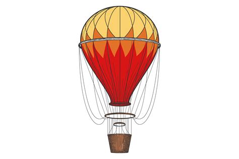 Flying Hot Air Balloon Hand Drawn Journ Graphic By Vectortatu Creative Fabrica