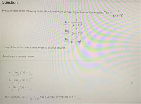 Solved Question Evaluate Each Of The Following Limits Then Chegg