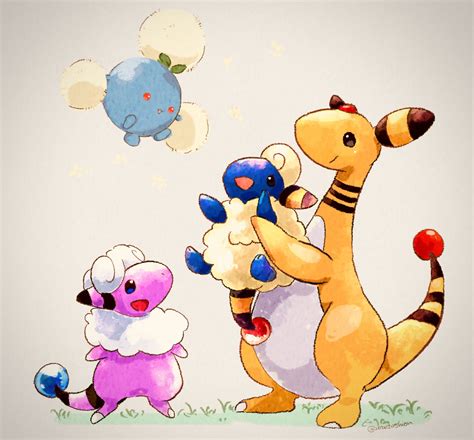 Ampharos Jumpluff Mareep And Flaaffy Pokemon Drawn By Zozozoshion