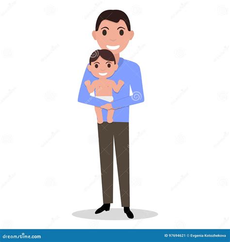 Vector Cartoon Father Alone With A Child Stock Vector Illustration Of