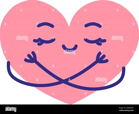 Heart Hugging Itself Self Care Love Yourself Concept Vector