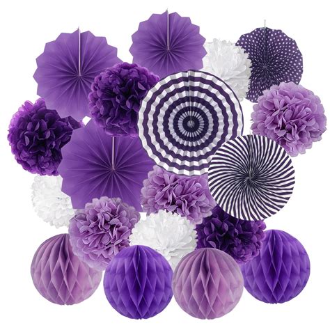 Buy Zerodeco Purple Party Decorations Hanging Paper Fan Set Tissue