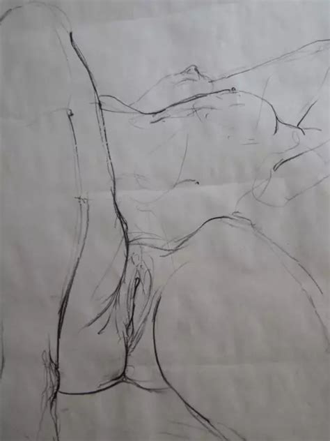 LARGE GRAPHITE PENCIL Drawing Of A Female Nude Reclining On Newsprint