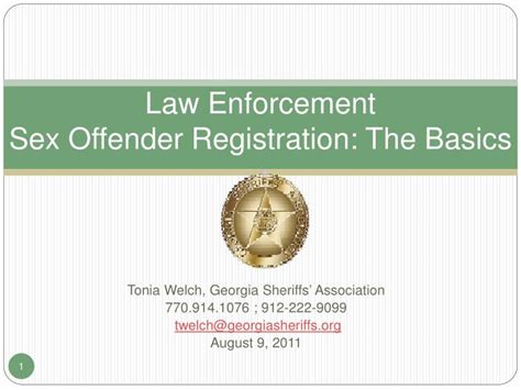 Ppt Law Enforcement Sex Offender Registration The Basics Powerpoint