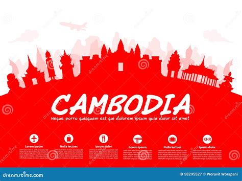 Beautiful Cambodia Travel Landmarks Stock Vector Illustration Of