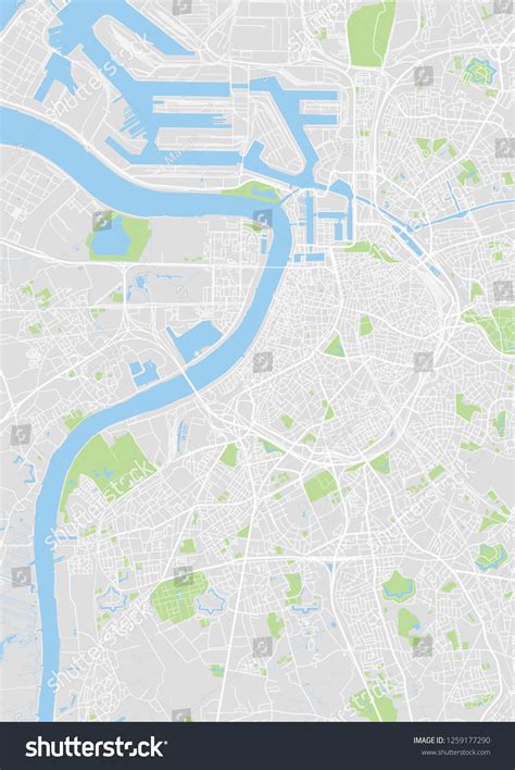 Vektor Stok Antwerp City Plan Detailed Vector Map Tanpa Royalti