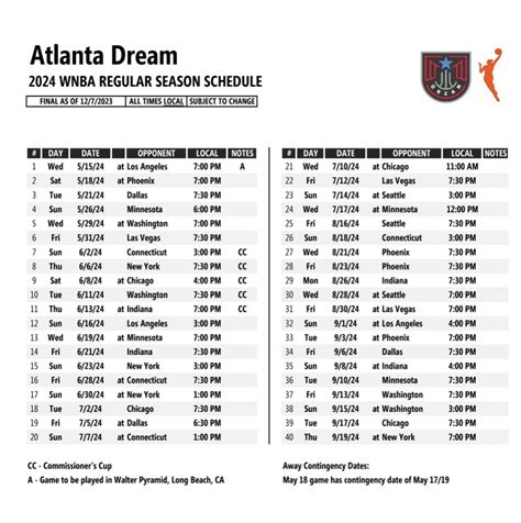 Atlanta Dream Schedule 2024 Schedule - Leola Nikolia