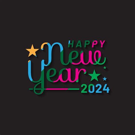 Premium Vector Happy New Year 2024 Logo Abstract Hand Drawn Creative