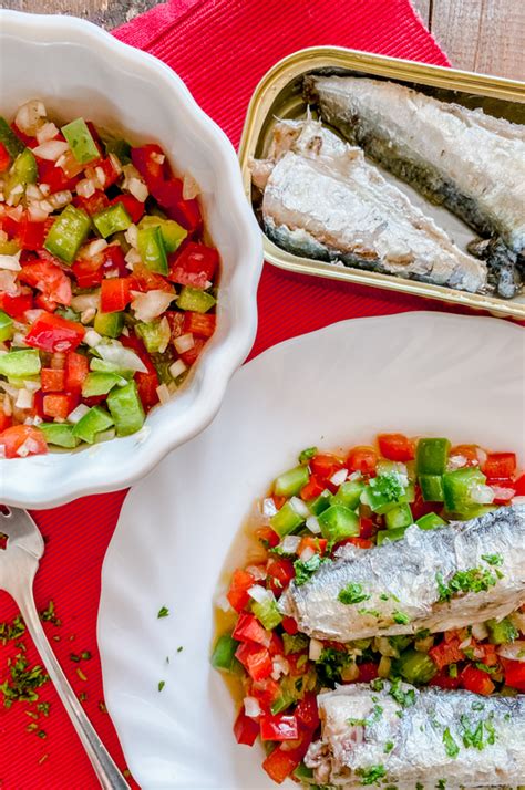 Spanish Canned Sardines With Marinated Bell Peppers Spain On A Fork