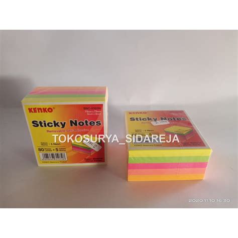 Jual STICKY NOTE KENKO 80 LEMBAR X 5 WARNA STICK NOTE 75MM Shopee