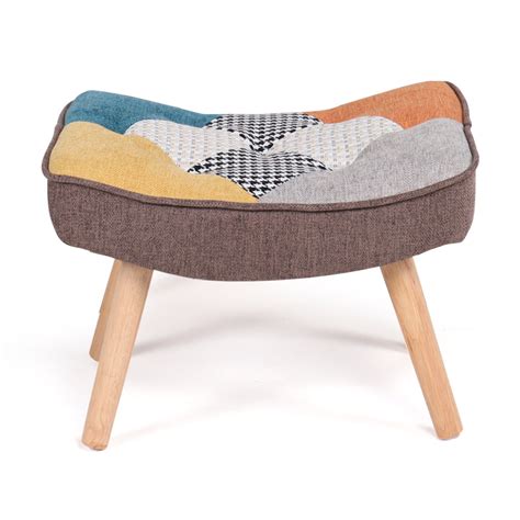 Fauteuil Scandinave Patchwork Multicolore Avec Repose Pieds Ivar Id