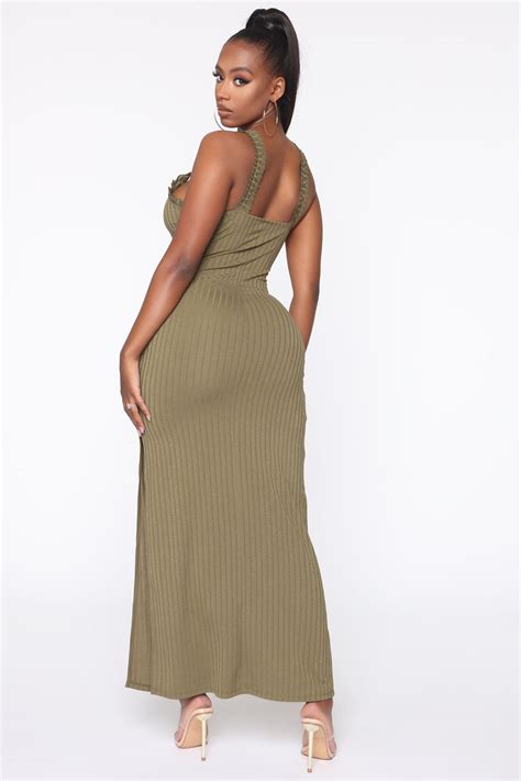 Spontaneous Day Ribbed Maxi Dress Olive Fashion Nova