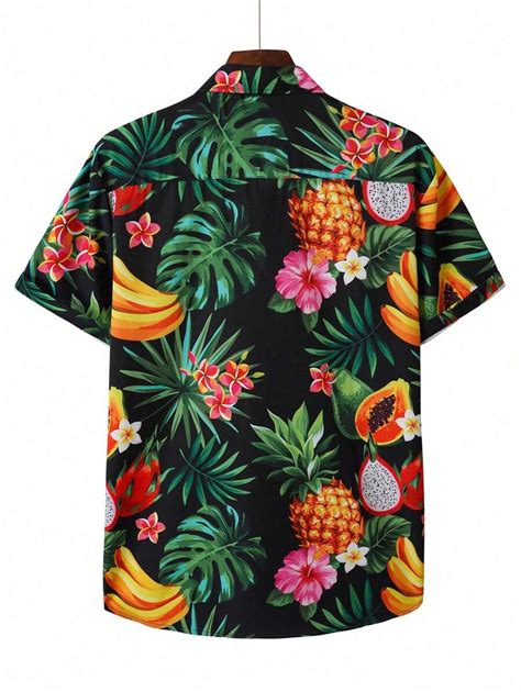 Men Tropical Print Button Up Shirt Shein Usa