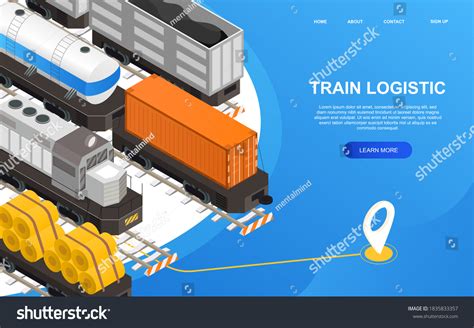 Railroad Transportation Concept Different Types Rail Stock Vector