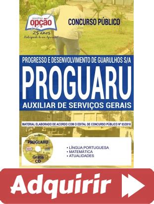 Estude a Apostila do Concurso Público da PROGUARU SP 2018 2019