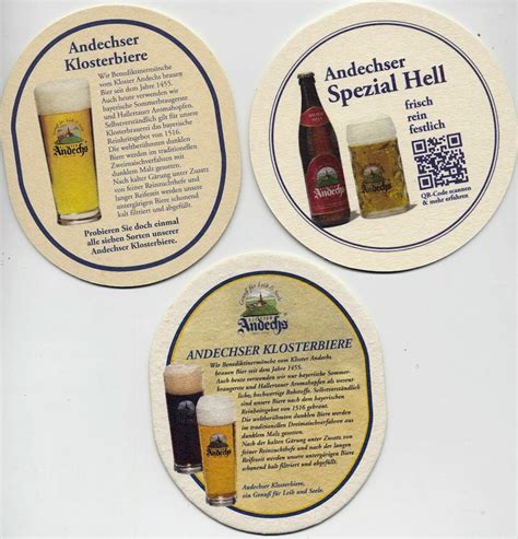 3 Bierdeckel Andechser Klosterbiere 3 Motive Genuß Für Leib Und Seele