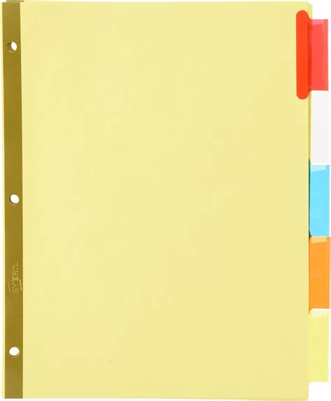 Averyr Worksaverr Insertable Big Tab Recycled Dividers Gold