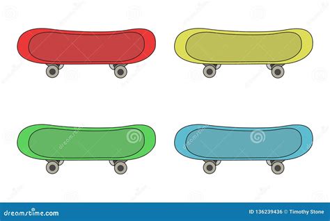 Vector Set Of Skateboards In Various Colors Stock Vector Illustration Of Background Isolated