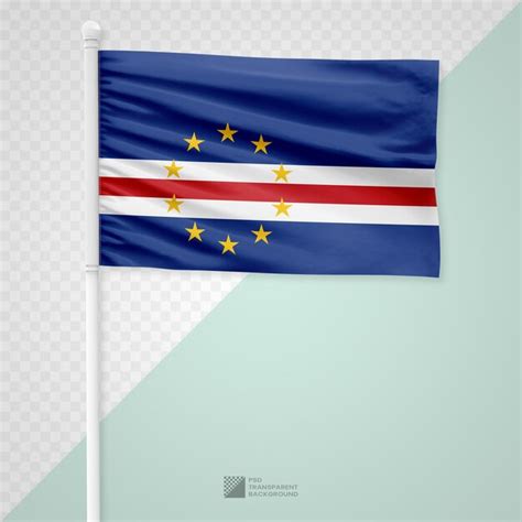 Premium Psd Waving The Cape Verde Flag On A White Metal Pole Isolated