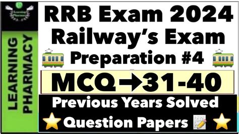 Mcq Rrb Railway Pharmacist Exam Preparation