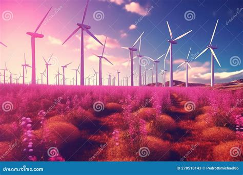 Wind Turbines In A Field Stock Illustration Illustration Of Electricity 278518143