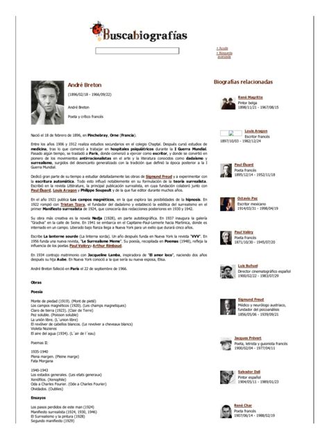 PDF Biografía de André Breton quién es información obras