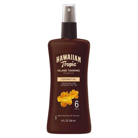 Hawaiian Tropic Island Tanning Dry Oil Sunscreen Spray Spf 6 8 Oz