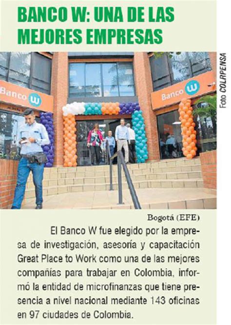 Banco W Una De Las Mejores Empresas Banco W Banco W Soluciones