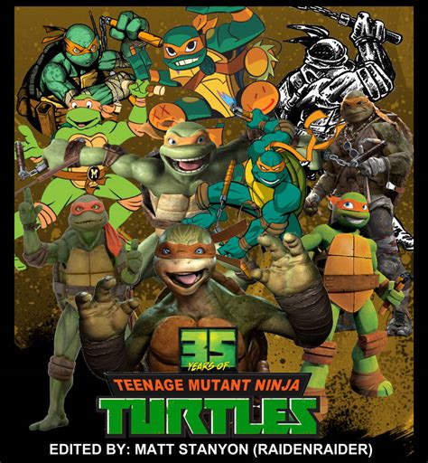 Tmnt 35 Years Of Turtles Michelangelo Fan Poster By Raidenraider On