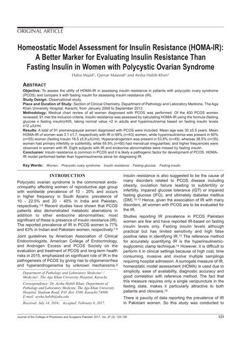 Pdf Homeostatic Model Assessment For Insulin Resistance Homa Ir A Better Marker For