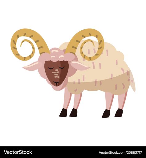 Cute ram animal trend cartoon style Royalty Free Vector