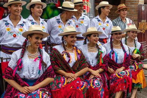 Group Of Beautiful Girls Dancers Dressed As Cuencanas At The Parade For