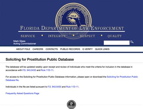 Floridas Database For Soliciting Prostitution Section 943 0433