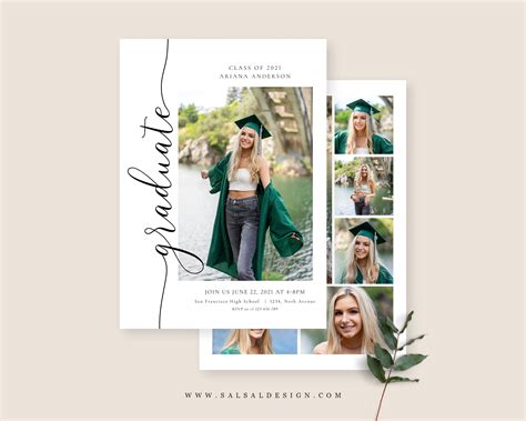 Graduation Announcement Card Canva Photoshop Template Etsy Graduation Announcement Cards