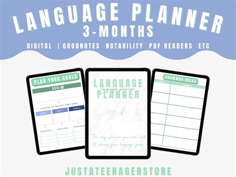 Digital Language Learning Planner 3 Month Self Study Planner Self Study