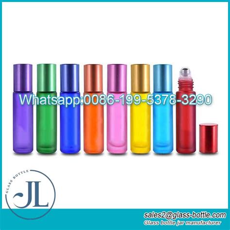 10ml rollo de vidrio esmerilado de color arcoíris en botellas con tapa