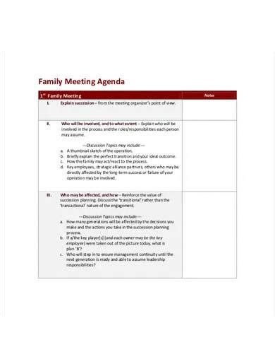 FREE 10+ Family Meeting Agenda Samples in PDF