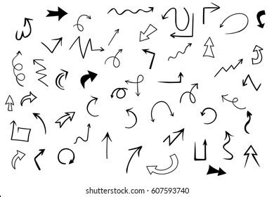 Set Vector Hand Drawn Arrows Isolated Stock Vector Royalty Free