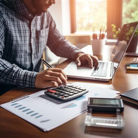 Premium Photo Businessman Working On The Table Using A Calculator To