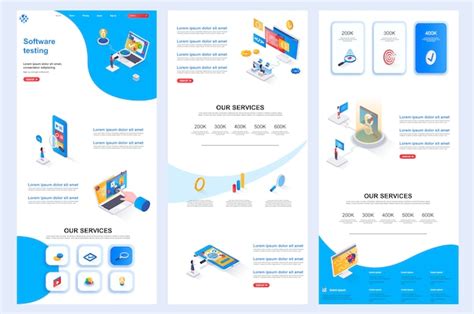 Premium Vector Software Testing Isometric Website Template Landing