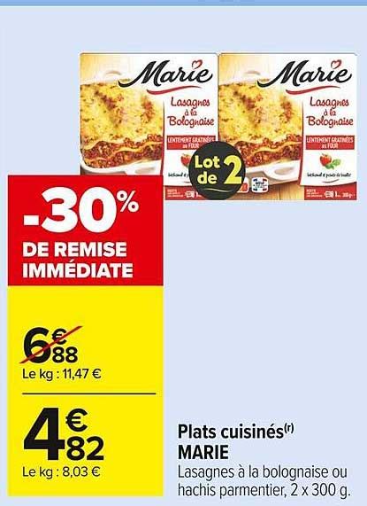 Promo Plats Cuisin S Marie Chez Carrefour Market Icatalogue Fr