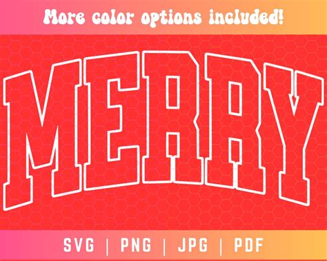 Merry Outline Svg Png Merry Svg Png Varsity Svg Png Christmas