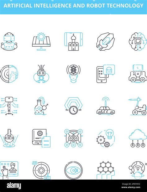 Artificial Intelligence And Robot Technology Vector Line Icons Set Ai