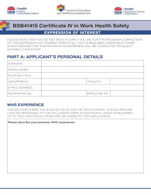 Fillable Online Bsb Certificate Iv In Work Health Safety Fax Email