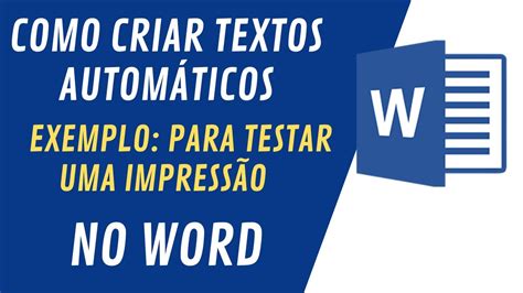 Como Criar Textos Autom Ticos No Microsoft Word Youtube