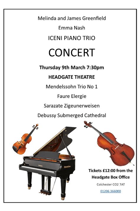 Piano Trio Concert At Headgate Theatre Event Tickets From TicketSource